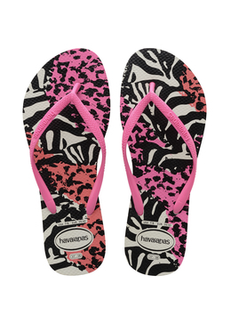 KLAPKI HAVAIANAS HAV.SLIM ANIMALS WHITE/PINK