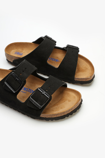 Klapki Birkenstock Arizona SFB Suede Black Regular