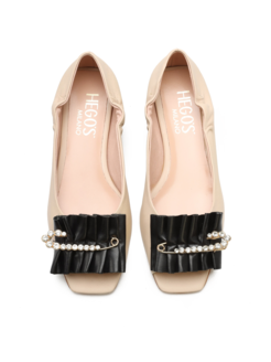 BALERINY HEGO'S MILANO 1644-TC NAPPA CREMA/NERO