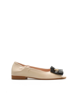 BALERINY HEGO'S MILANO 1644-TC NAPPA CREMA/NERO