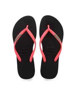 KLAPKI HAVAIANAS HAV SLIM LOGO BLACK/CORALNEW