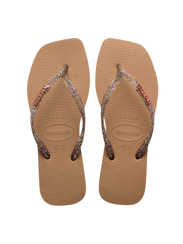 KLAPKI HAVAIANAS HAV SQUARE LOGO METAL ROSE GOLD