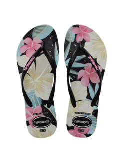 KLAPKI HAVAIANAS HAV SLIM FLORAL BLACK/PINK
