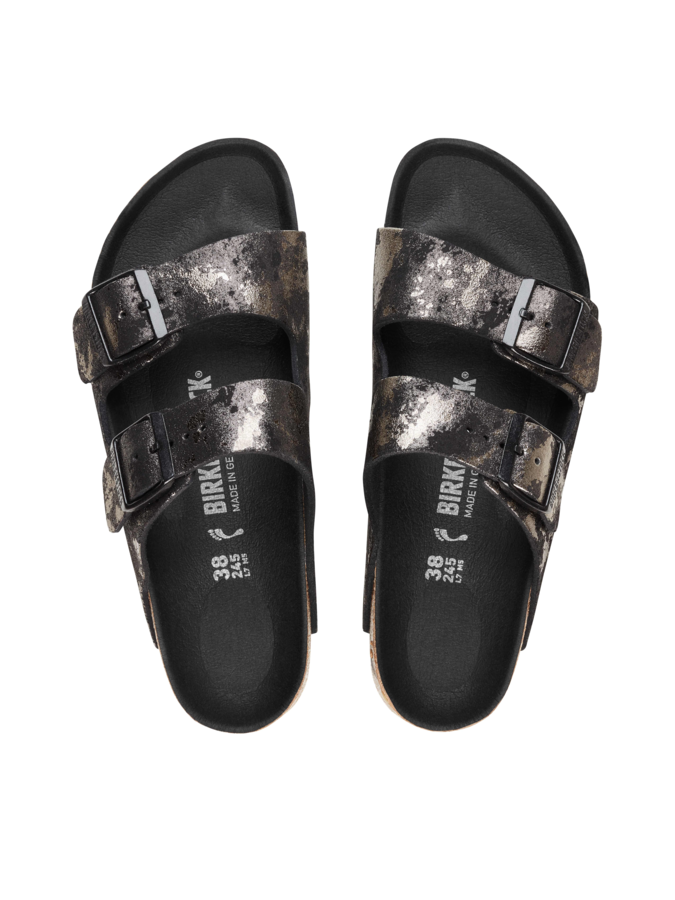 Birkenstock arizona discount washed metallic black