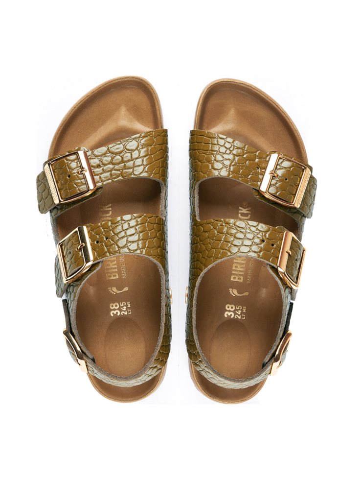 SANDAŁY BIRKENSTOCK MILANO EXQ REPTILE MUD GREEN