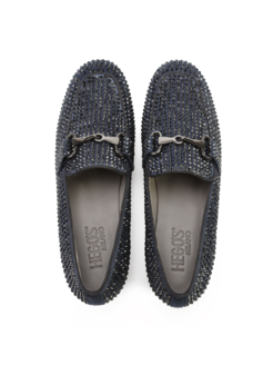 MOKASYNY HEGO'S WX35-3-A.72 STRASS SUEDE BLUE