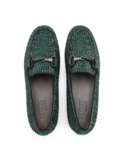 MOKASYNY HEGO'S WX35-3-A.61 STRASS SUEDE GREEN