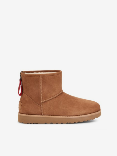 BUTY UGG CLASSIC MINI LOGO ZIP CHESTNUT