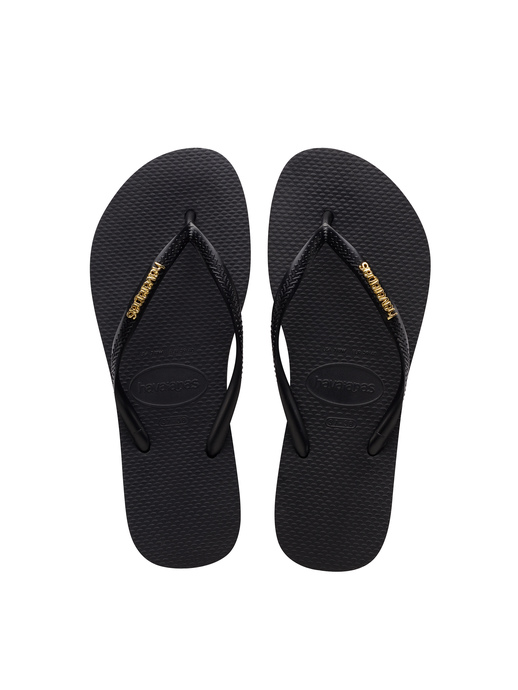 KLAPKI HAVAIANAS HAV SLIM LOGO METAL BLACK/GOLD