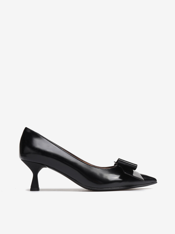 ELEGANCKIE SZPILKI Z KOKARDĄ HEGO'S Milano H1326 ABRASIVATO NERO