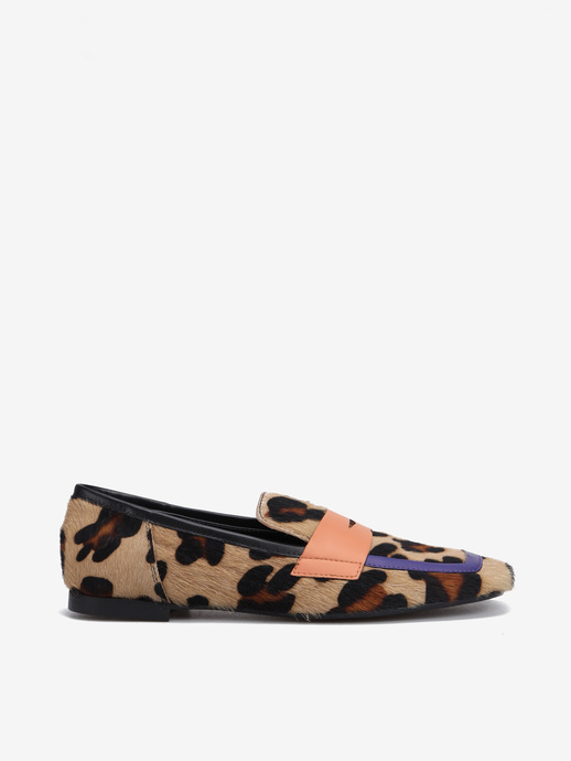 MOKASYNY HEGO'S Milano 1778/C ABRASIVATO LEOPARD BEIGE/VIOLA