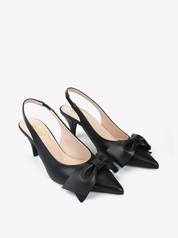 CZARNE SZPILKI Z KOKARDĄ HEGO'S Milano Q656 NAPPA NERO