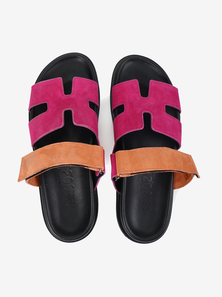 KLAPKI HEGO'S Milano FH01 CAMOSCIO HOT PINK/MANDARINO