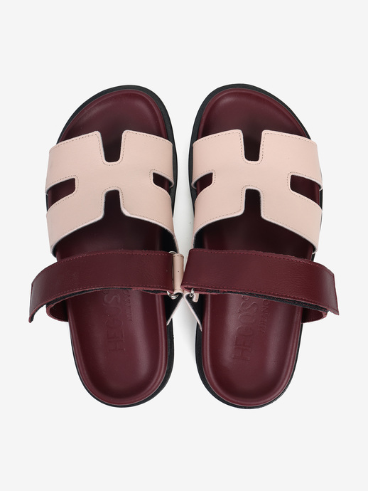 KLAPKI HEGO'S Milano FH01 VITELLO ROSA/BORDO