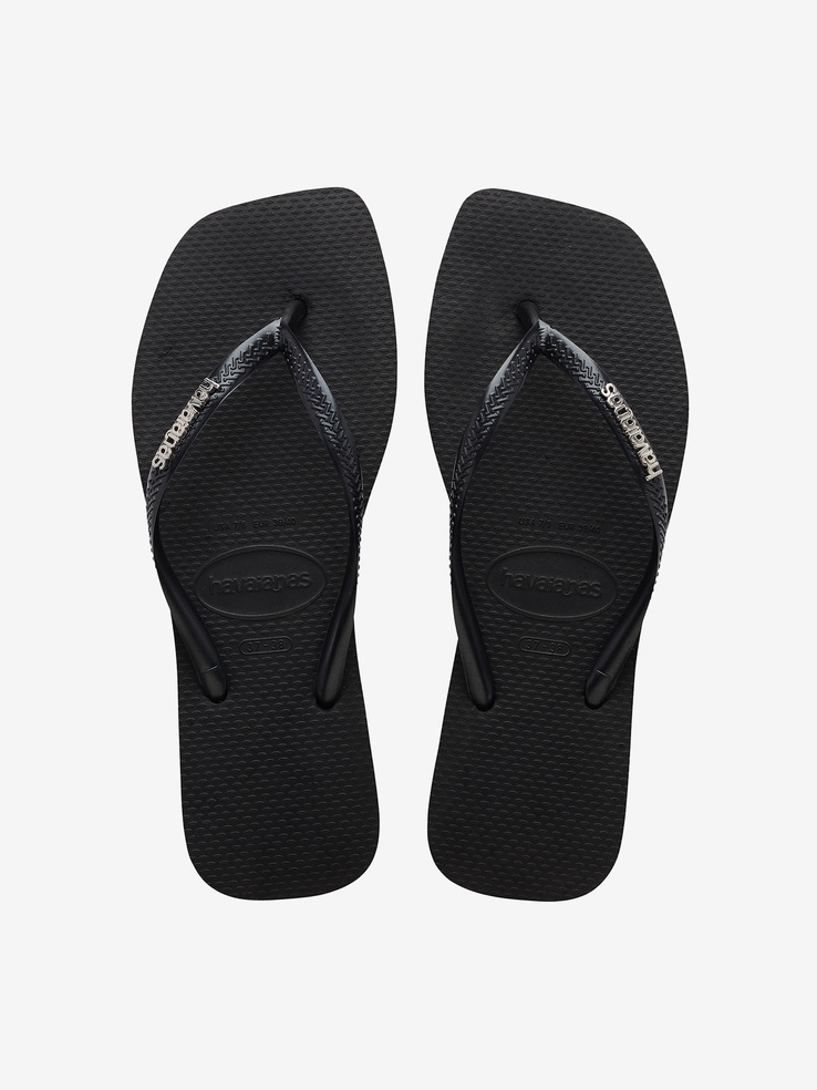 KLAPKI HAVAIANAS HAV SLIM SQUARE LOGO BLACK/SILVER