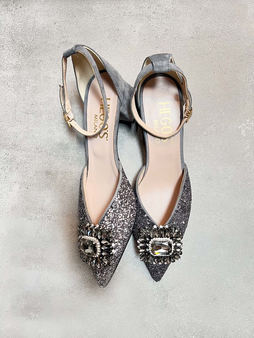 CZÓŁENKA HEGO'S Milano 1750 GLITTER 096 GRIGIO
