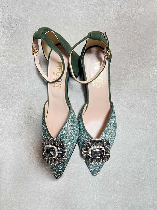 CZÓŁENKA HEGO'S Milano 1750 GLITTER 919 VERDE