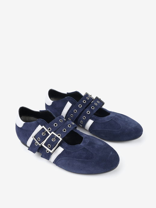 BALERINY HEGO'S Milano NB08 CAMOSCIO BLU