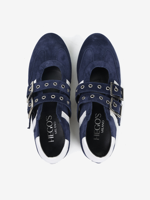 BALERINY HEGO'S Milano NB08 CAMOSCIO BLU