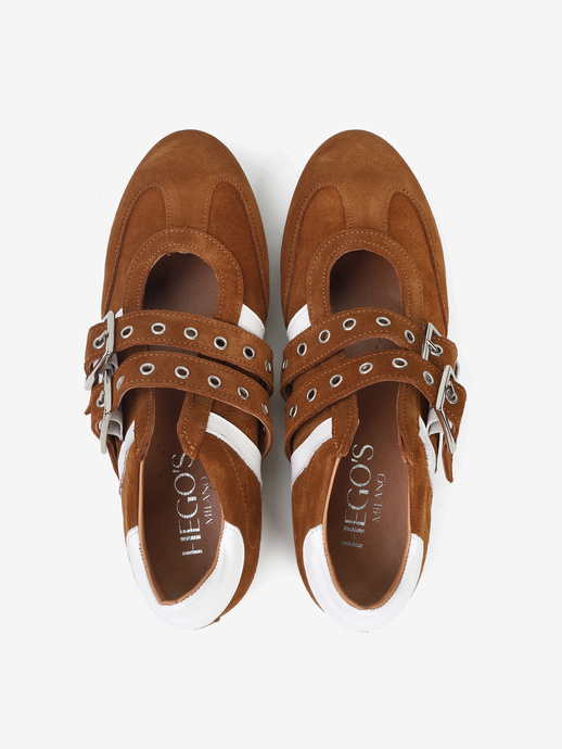 BALERINY HEGO'S Milano NB08 CAMOSCIO CUOIO
