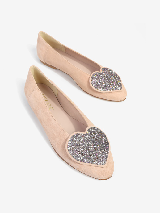 BALERINY HEGO'S Milano 1868 CAMOSCIO CUORE ROSA