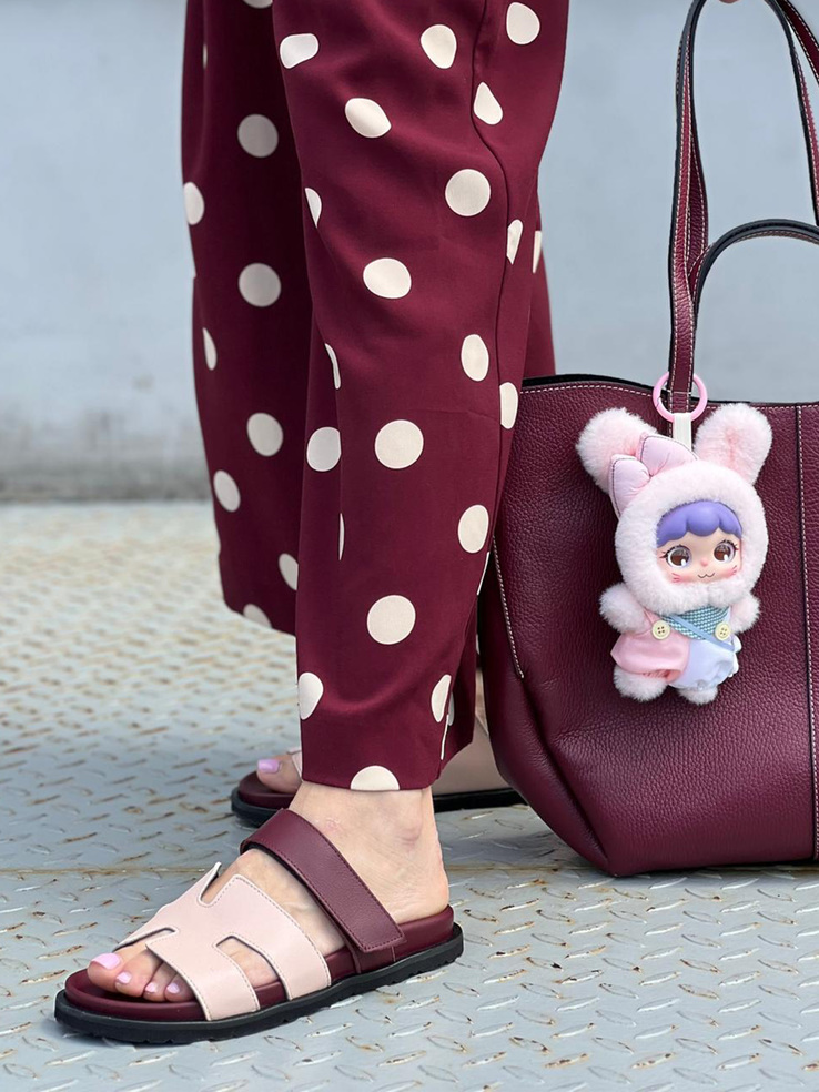 KLAPKI HEGO'S Milano FH01 VITELLO ROSA/BORDO