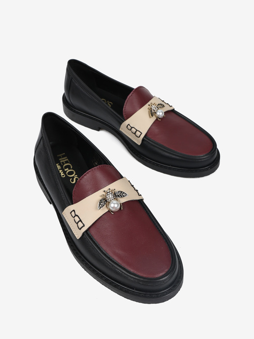 MOKASYNY HEGO'S Milano 2032 NAPPA NERO/BORDEAUX
