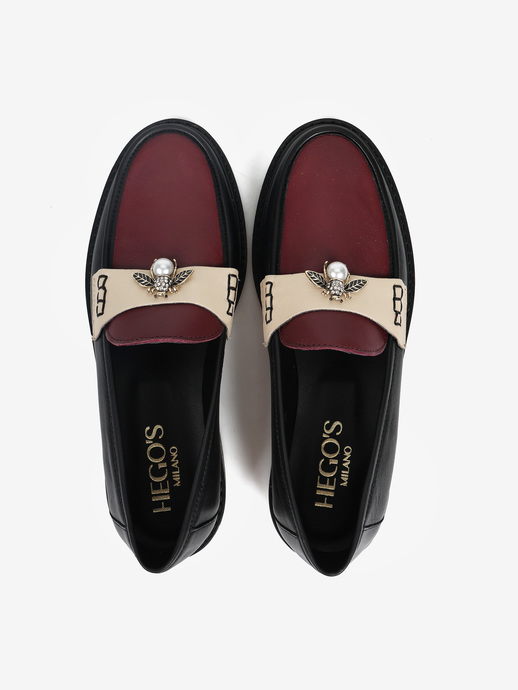 MOKASYNY HEGO'S Milano 2032 NAPPA NERO/BORDEAUX