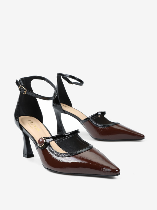 SZPILKI HEGO'S Milano 2640-B2 GLOSSY JAVA/PRETO