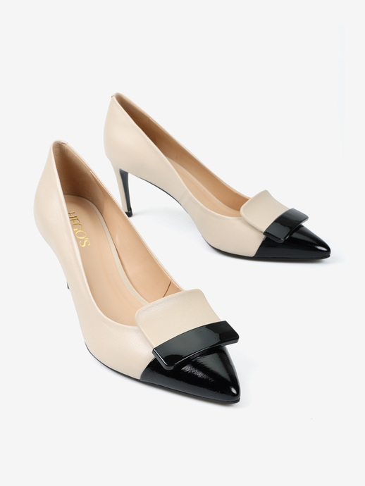 SZPILKI HEGO'S Milano 2686-A1 VERNIZ PRETO/OFF WHITE