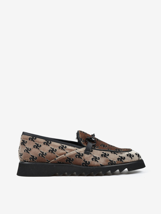 MOKASYNY HEGO'S Milano 2012 VELLUTO H BEIGE/NERO