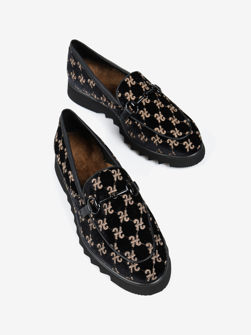 MOKASYNY HEGO'S Milano 2012 VELLUTO H NERO/BEIGE