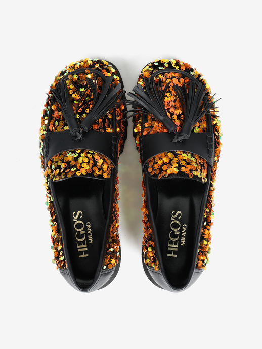 MOKASYNY HEGO'S MILANO 2018 PAILLETTES ARANCIO