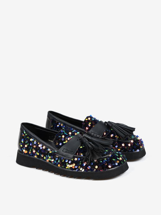 MOKASYNY HEGO'S MILANO 2018 PAILLETTES BLU