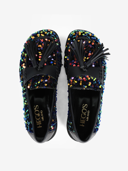 MOKASYNY HEGO'S MILANO 2018 PAILLETTES BLU