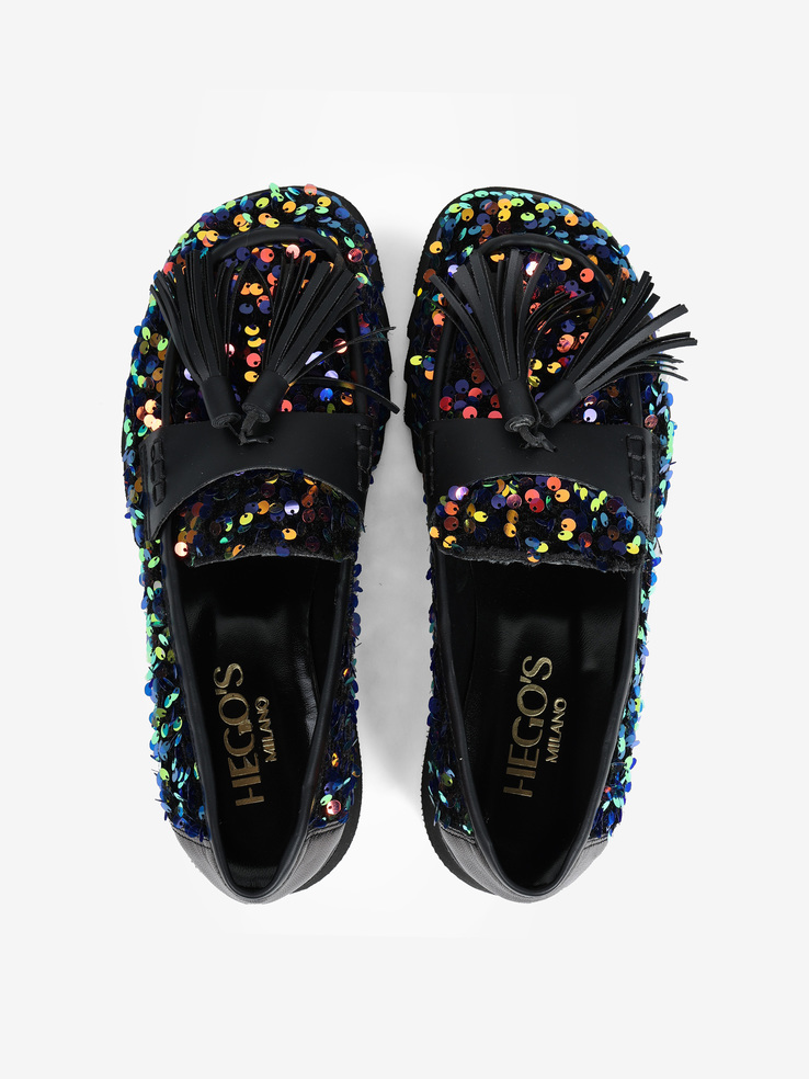 MOKASYNY HEGO'S MILANO 2018 PAILLETTES BLU
