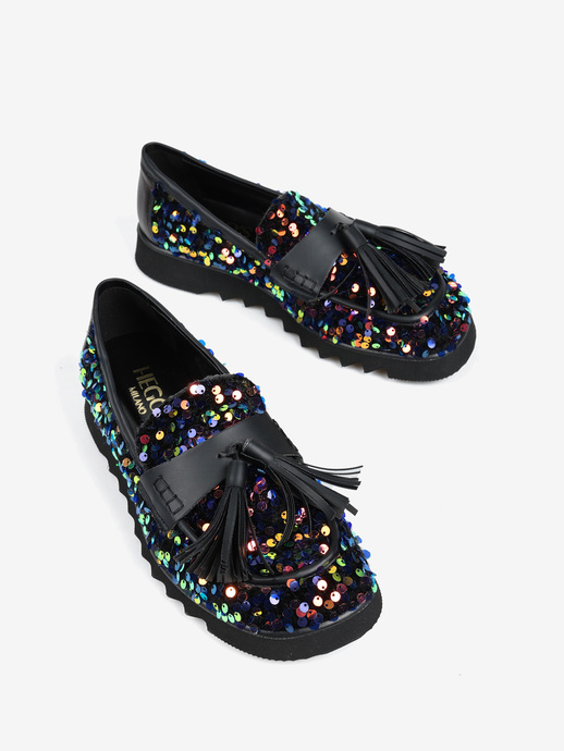 MOKASYNY HEGO'S MILANO 2018 PAILLETTES BLU