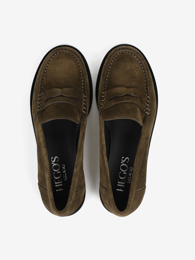 ZIELONE MOKASYNY HEGO'S MILANO ELSA-N252 CAMOSCIO ANETO