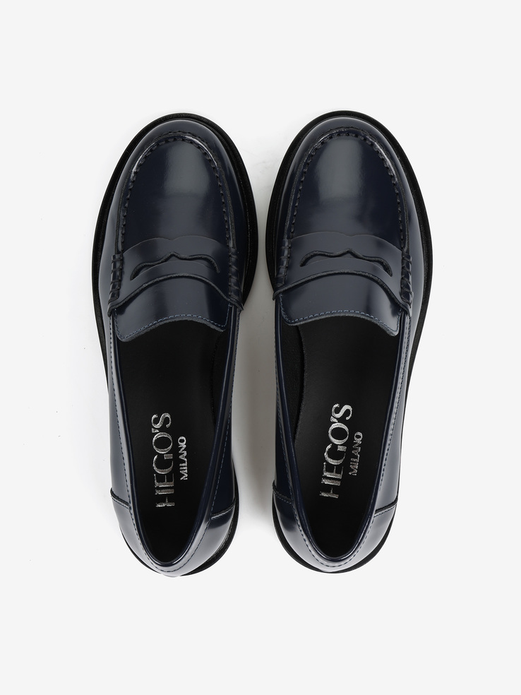 MOKASYNY HEGO'S Milano ELSA-N252 ABRASIVATO BLU