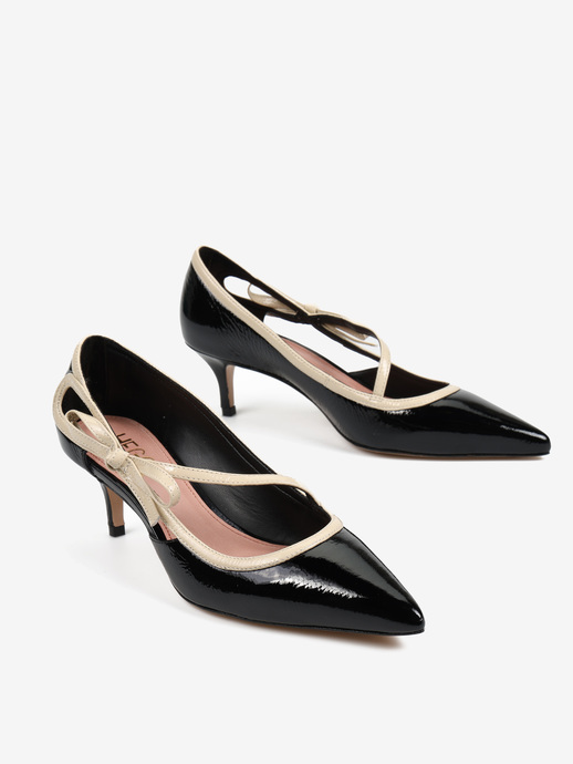 SZPILKI HEGO'S MILANO F65954 00002 VERNIZ PRETO/WHITE