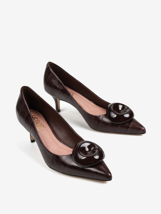 SZPILKI HEGO'S MILANO F65954 0004 CROCO CHOCOLATE