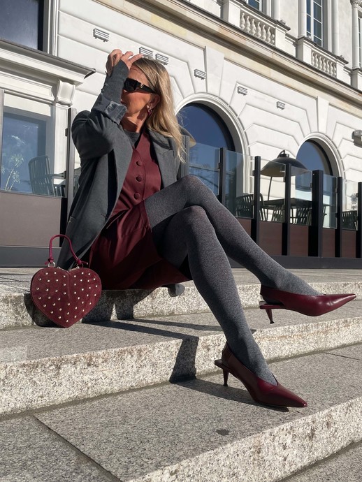 TOREBKA DAMSKA HEGO'S MILANO CUORE BORCHIE CROSTA BURGUNDY
