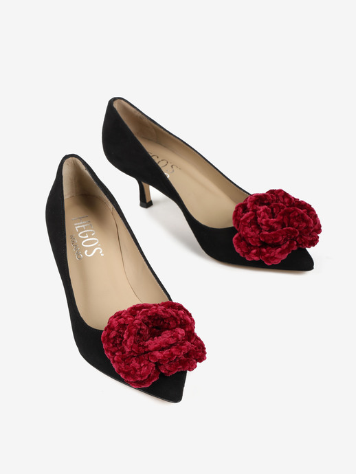 SZPILKI HEGO'S MILANO 6111 CAMOSCIO NERO/FIORI BORDO