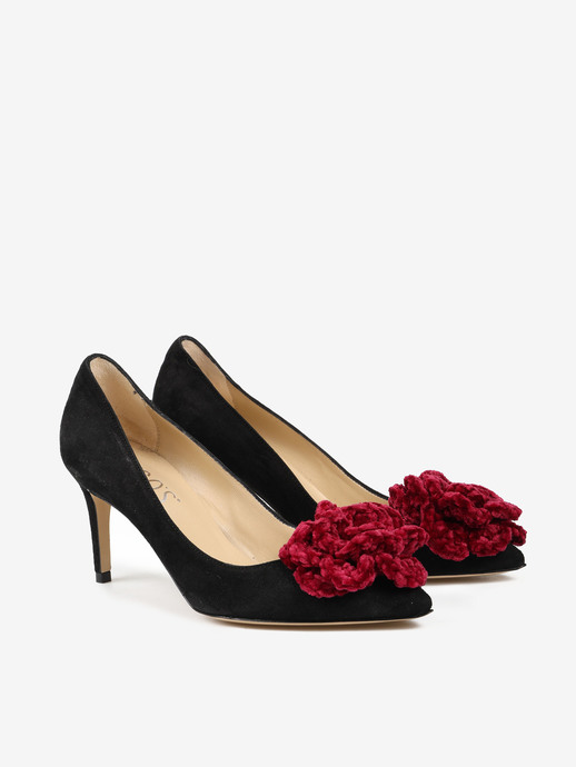 SZPILKI HEGO'S MILANO 1062 CAMOSCIO NERO/FIORI BORDO