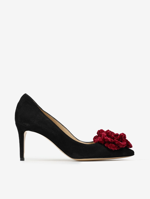 SZPILKI HEGO'S MILANO 1062 CAMOSCIO NERO/FIORI BORDO