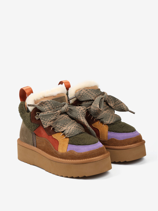SNEAKERSY HEGO'S MILANO MOON-13 FUR OLIVE/PURPLE