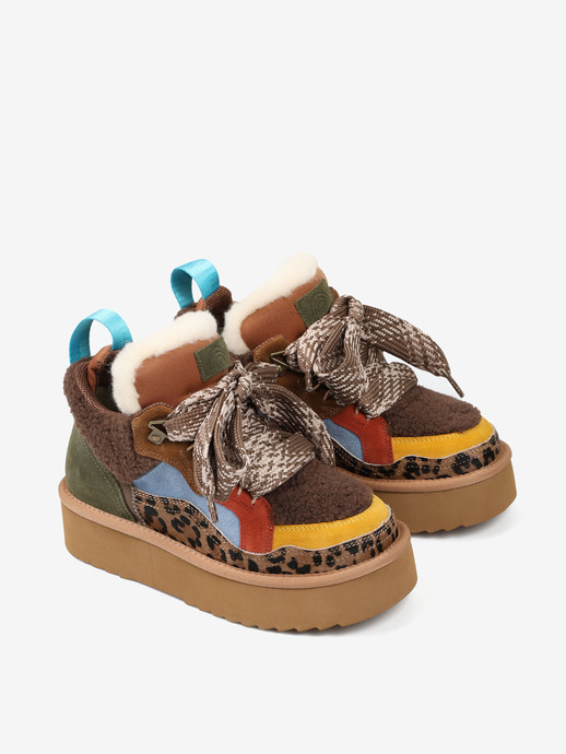 SNEAKERSY HEGO'S MILANO MOON-4 FUR TAUPE/YELLOW