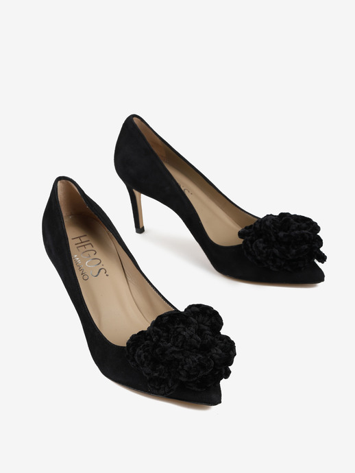 SZPILKI HEGO'S MILANO 1062 CAMOSCIO NERO/FIORI NERO