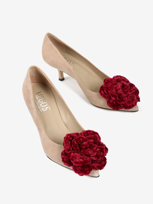 SZPILKI HEGO'S MILANO 6111 CAMOSCIO TAUPE/FIORI BORDO
