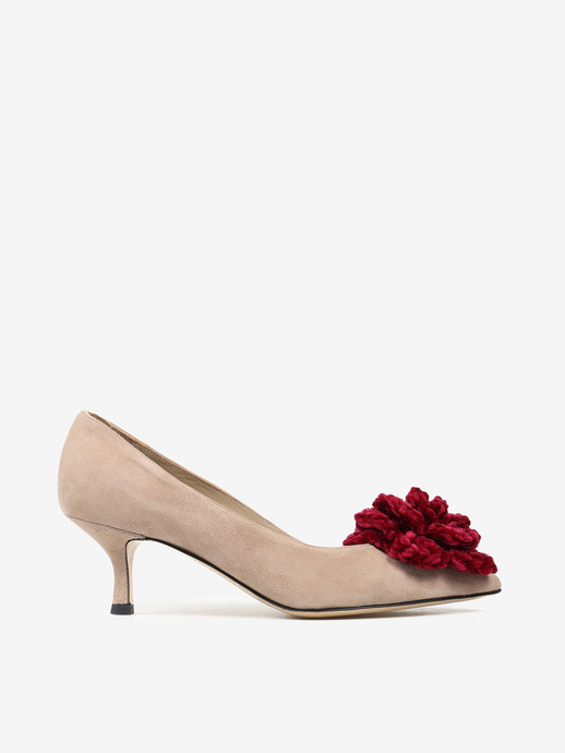 SZPILKI HEGO'S MILANO 6111 CAMOSCIO TAUPE/FIORI BORDO
